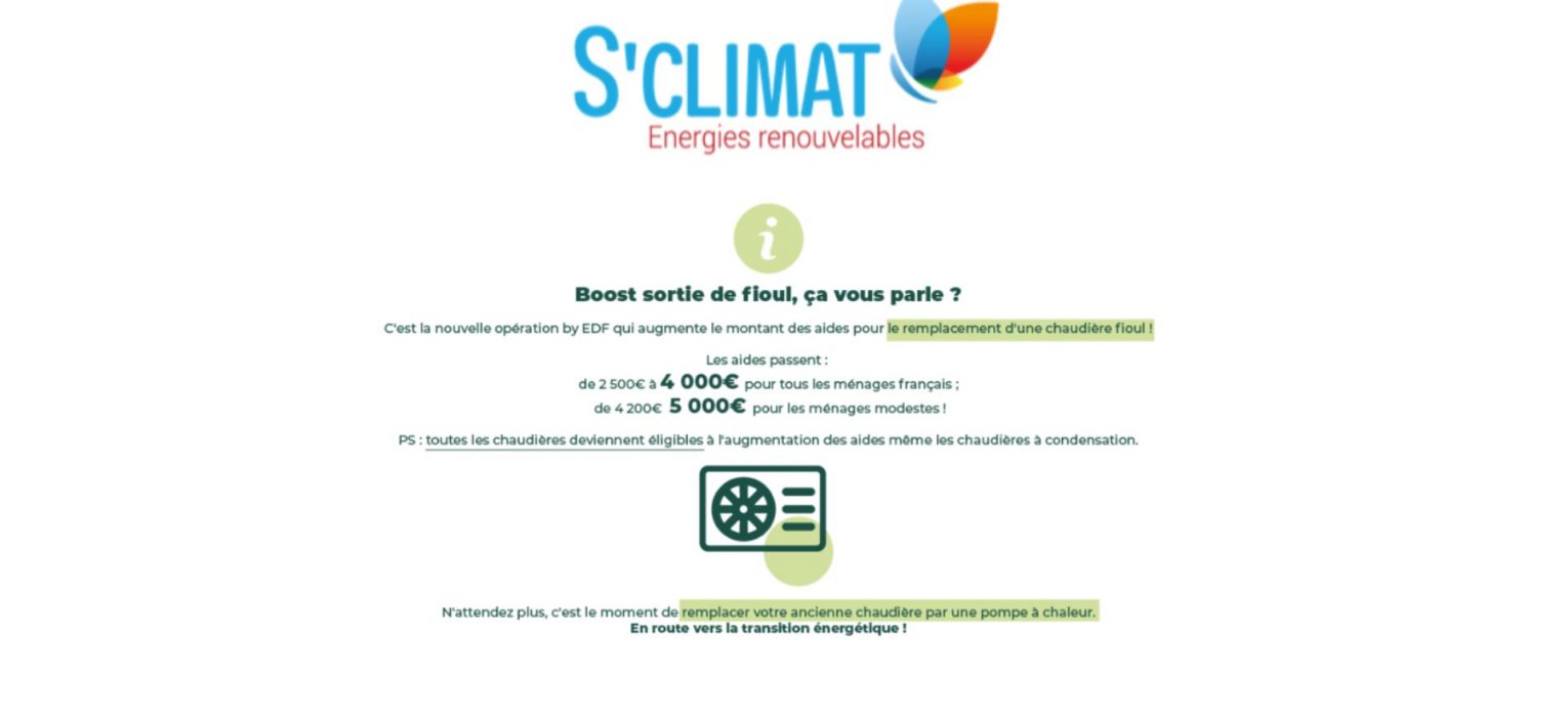 BOOST FIOUL POMPE A CHALEUR AIR EAU