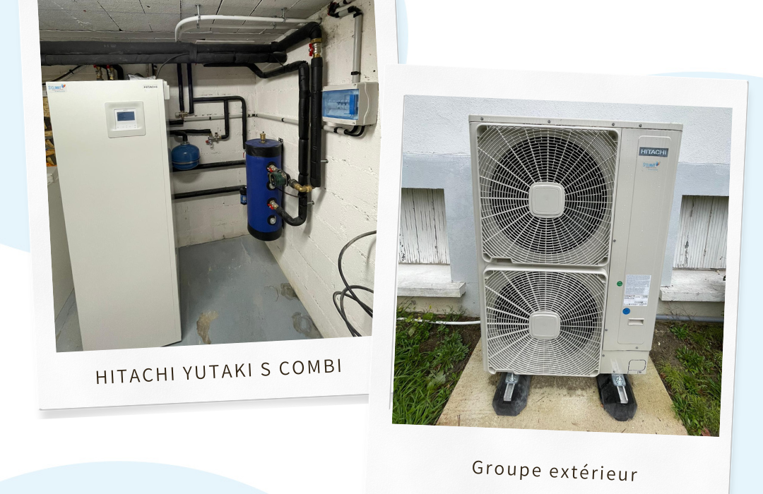 Installation d&rsquo;une pompe à chaleur air/eau Hitachi Yutaki S Combi à Tour-en-Sologne (41250)