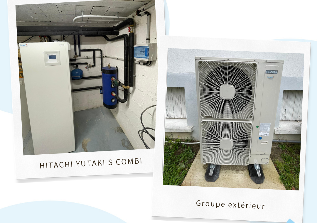 Installation d&rsquo;une pompe à chaleur air/eau Hitachi Yutaki S Combi à Tour-en-Sologne (41250)