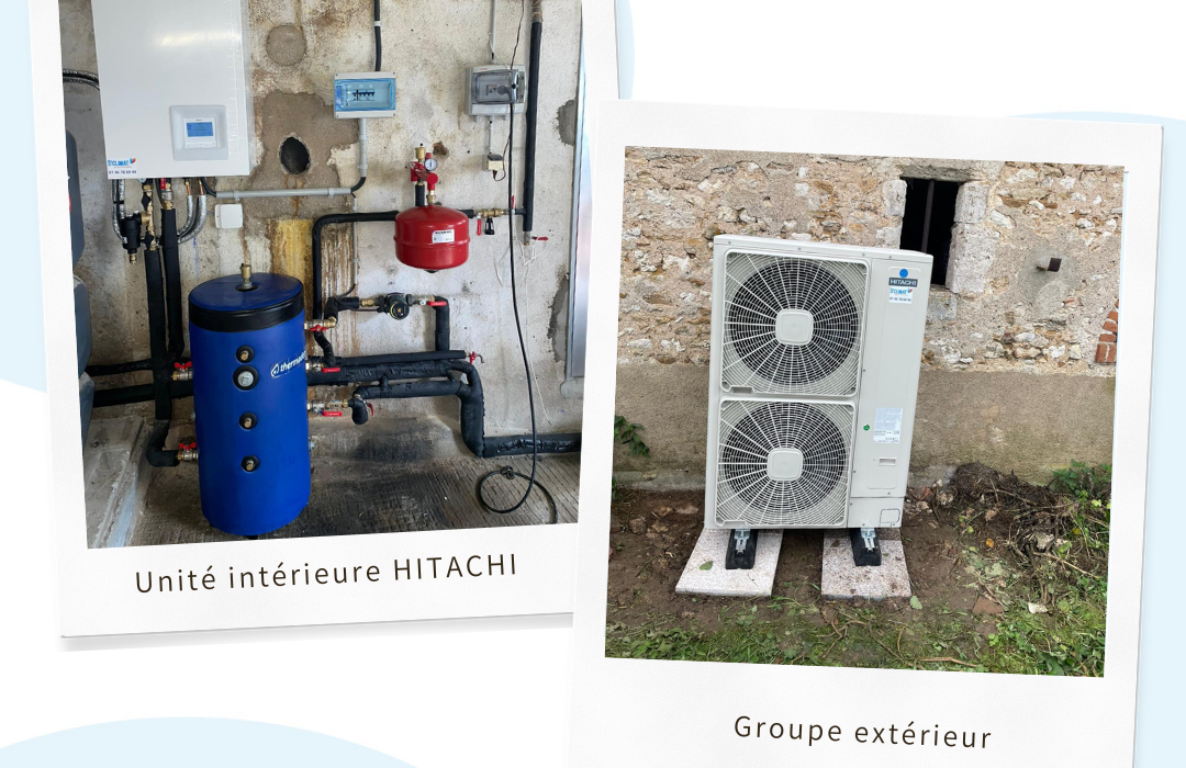 Remplacement d&rsquo;une chaudière fioul par une pompe à chaleur air/eau Hitachi Yutaki S 2.0 triphasée à Chaumont-sur-Tharonne (41600)