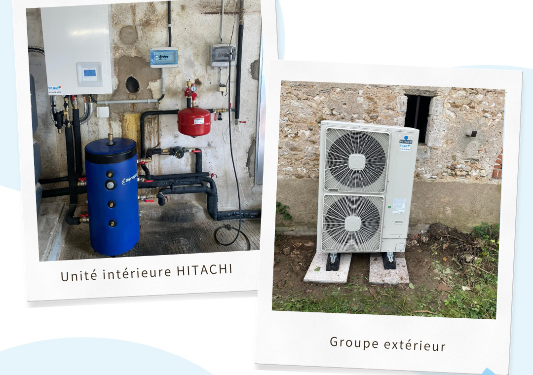 Remplacement d&rsquo;une chaudière fioul par une pompe à chaleur air/eau Hitachi Yutaki S 2.0 triphasée à Chaumont-sur-Tharonne (41600)