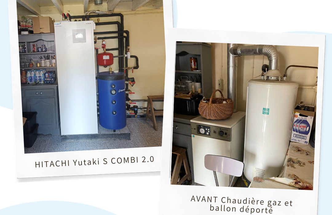 Remplacement d&rsquo;une chaudière gaz par une pompe à chaleur HITACHI pour un chauffage plus économique à Vineuil (41).