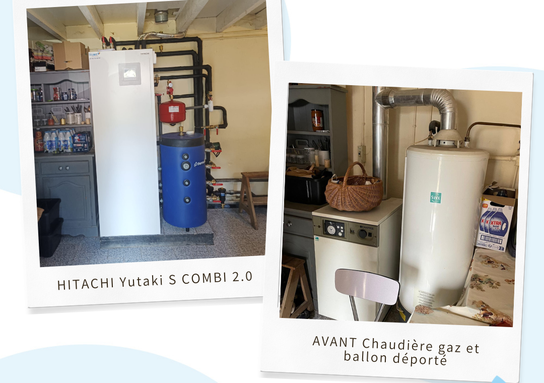Remplacement d&rsquo;une chaudière gaz par une pompe à chaleur HITACHI pour un chauffage plus économique à Vineuil (41).